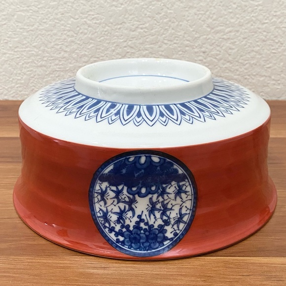Vintage Shibata Toki Japan Hand Painted Porcelain Vibrant Orange & Blue 8” Bowl - Picture 3 of 14